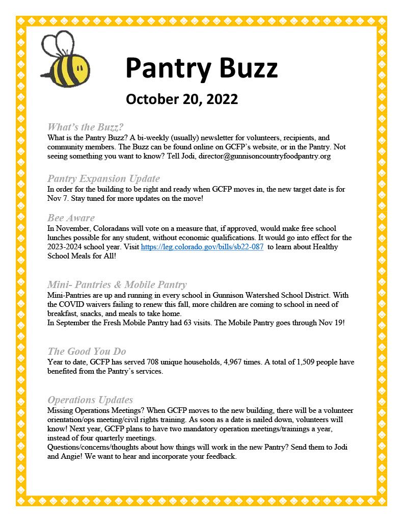 October 18 Buzz Newsletter